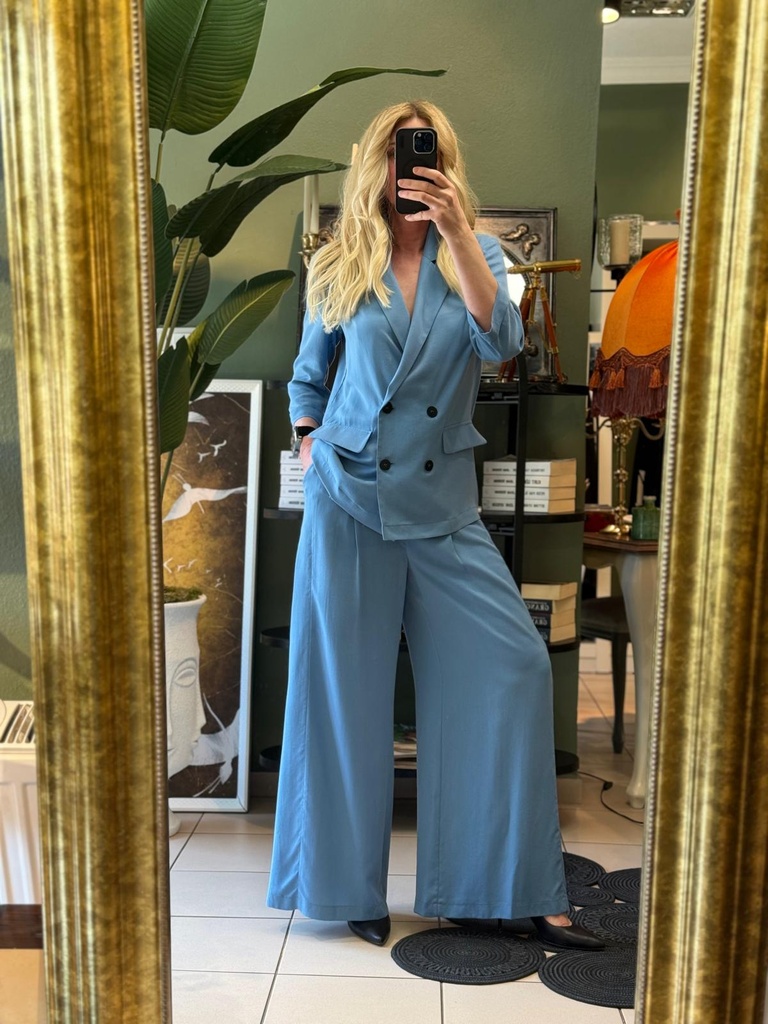 Mavi Renk İkili Tencel Kumaş Takım