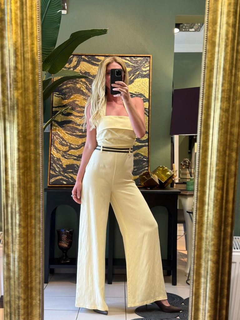 Sarı Renk Keten Tulum