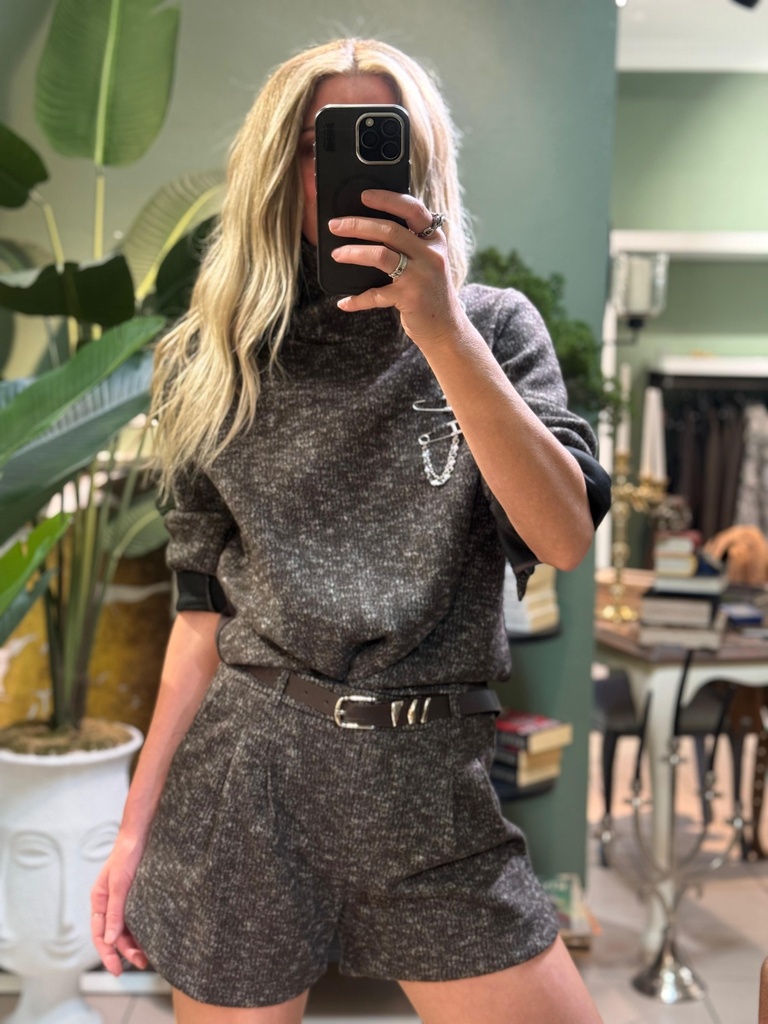 Kahverengi Örme Doku Takım