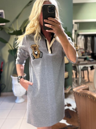 Polo Yaka Gri Renk Elbise