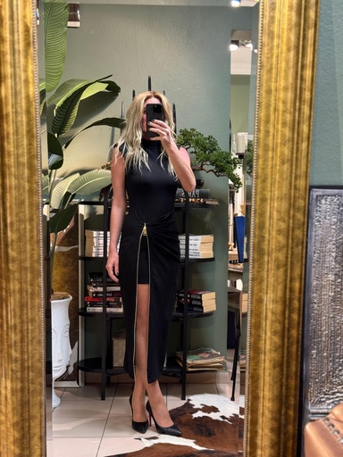 Black Zipper Elegance Elbise