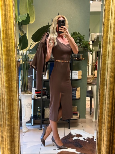 Chocolate Power Dress & Jacket Set