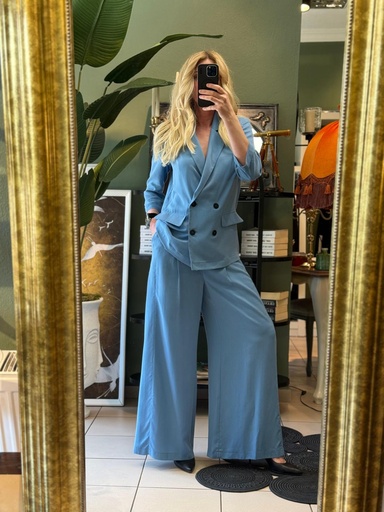 Mavi Renk İkili Tencel Kumaş Takım