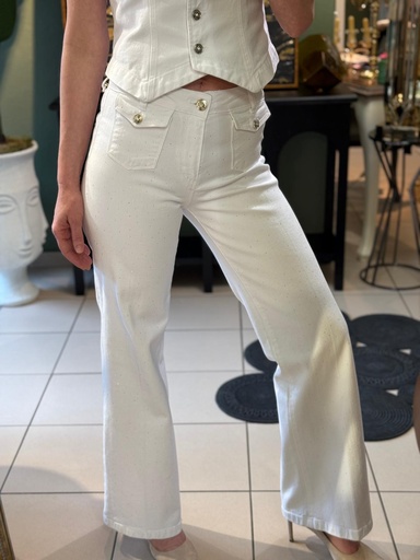 Serpme Taş Detaylı Denim Pantolon